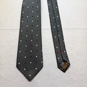 IMANI UOMO Men's Black & White Geometric Silk Touch Microfibre Woven Tie
